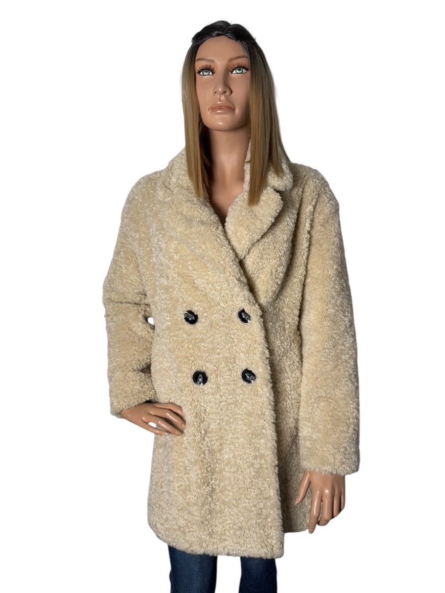 Stradivarius teddymantel Mantel kuschelig beige Größe s