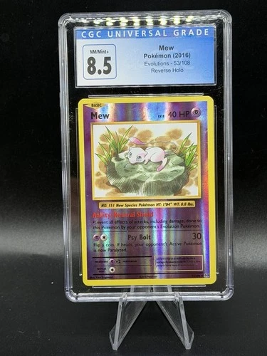 CGC 8.5 Mew 53/108 Reverse Holo Near Mint/Mint - XY Evolutions -Pokemon PSA