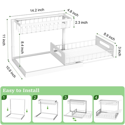 Under Sink Organizer, Pull Out Cabinet Organizer 2 Tier Slide Out Sink Shelf ... - Picture 6 of 6