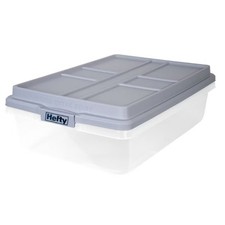 40qt Clear Plastic Storage Bin with Gray HI-RISE Stackable Lid: Under