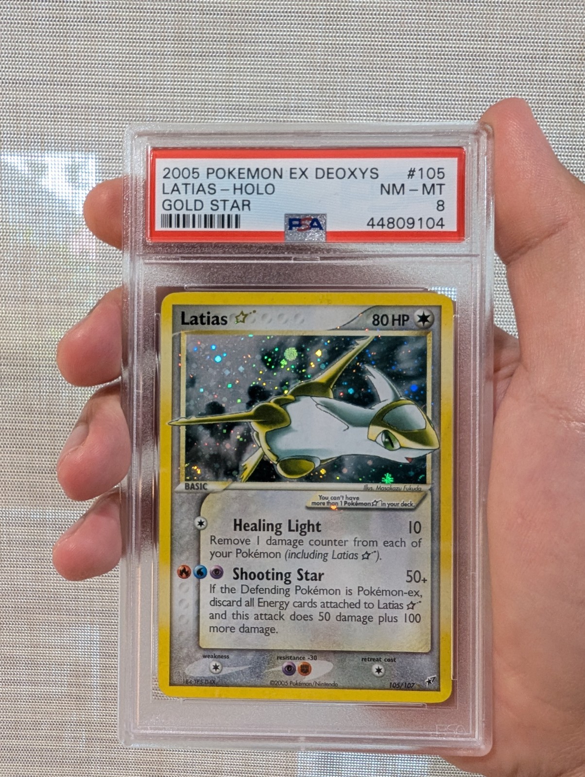 2005 POKEMON EX DEOXYS GOLD STAR #105 LATIAS-HOLO PSA 8
