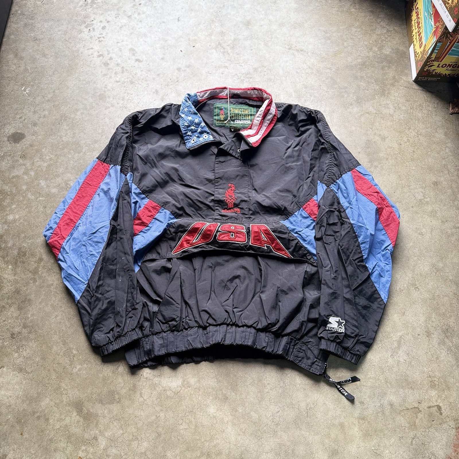 1996 Olympics Patterned Windbreaker Jacket Men’s … - image 1