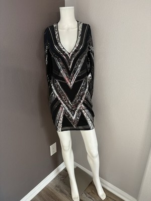 black sequin bodycon mini dress Velvet Sequin Bodycon Short Dress Side Slit GLGS3084 main image 1