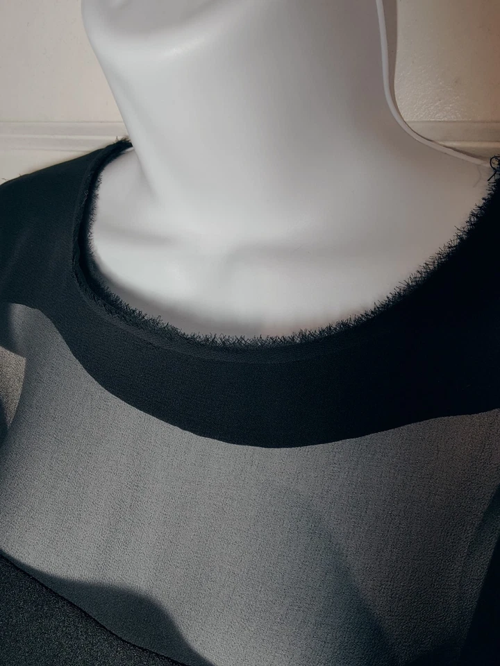 Jessica Simpson Black Shift Mesh Knee-Length Sleeveless Eyelash Trim LBD Dress 8 - Image 4 of 4