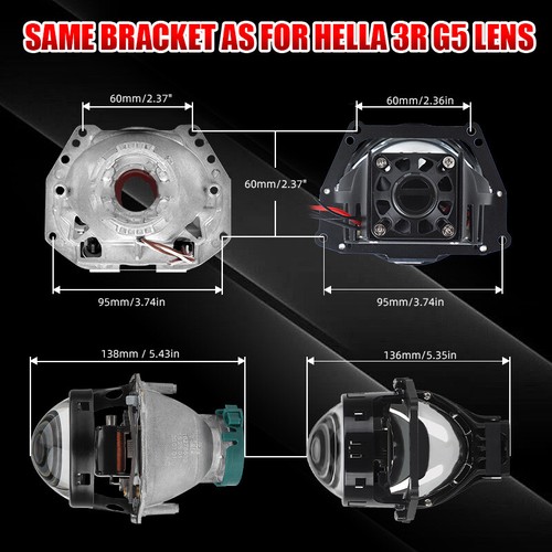 RHD 5000K 110W 3" Bi LED Projector Lens Headlight 20000lm Universal H7 9005 9006 - Picture 12 of 12