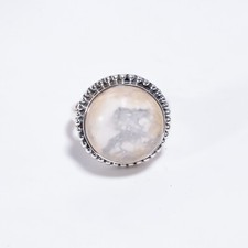 Howlite Gemstone Statement Ethnic White Ring Size 925 Sterling Silver Jewelry