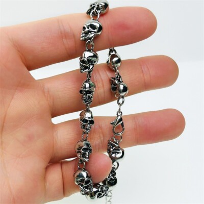 Silberarmband Hochzeit Charm Schädel Mode Punk Glänzend Herz Armreif Geschenk