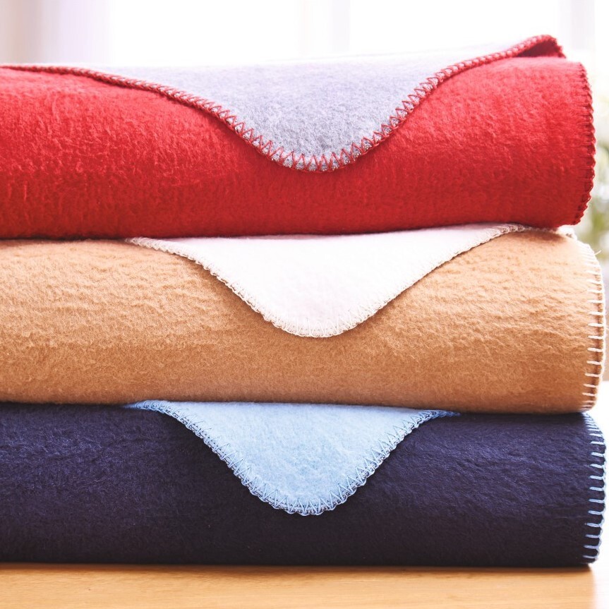 Luxury Reversible Cotton Rich Fleece Blanket Throw Single, Double and King