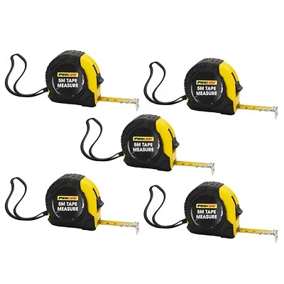 PMS (Set of 5) 5M Measuring Tape Measure With Self Power Grip Lock Black & Yellow