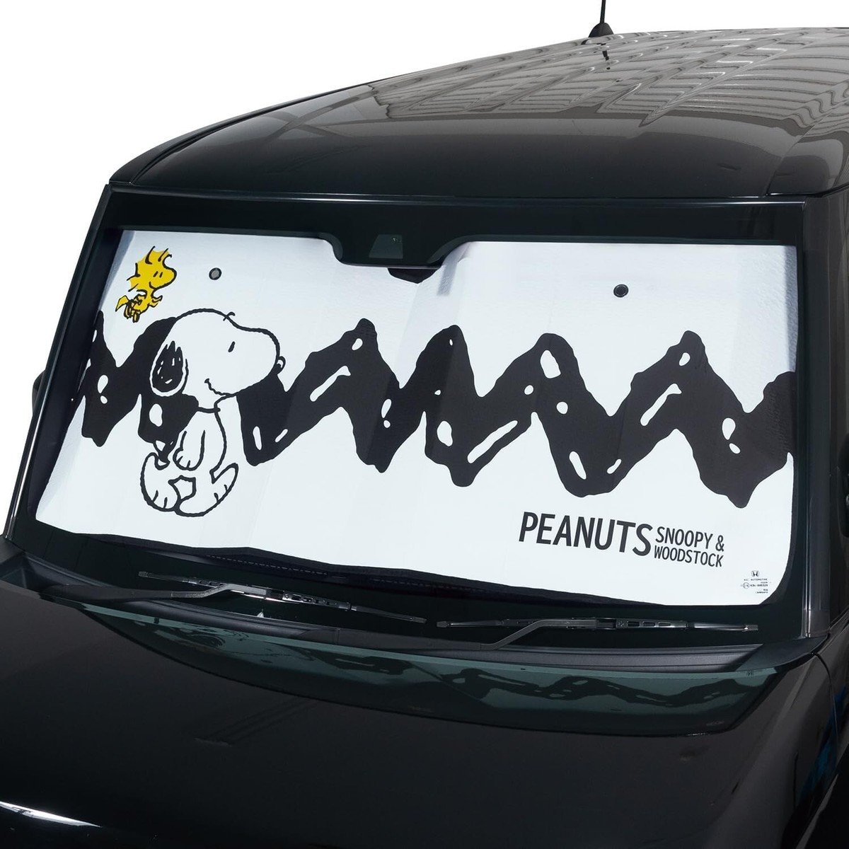PEANUTS Snoopy Woodstock Car Sun Shade Charie Brown's Zigzag