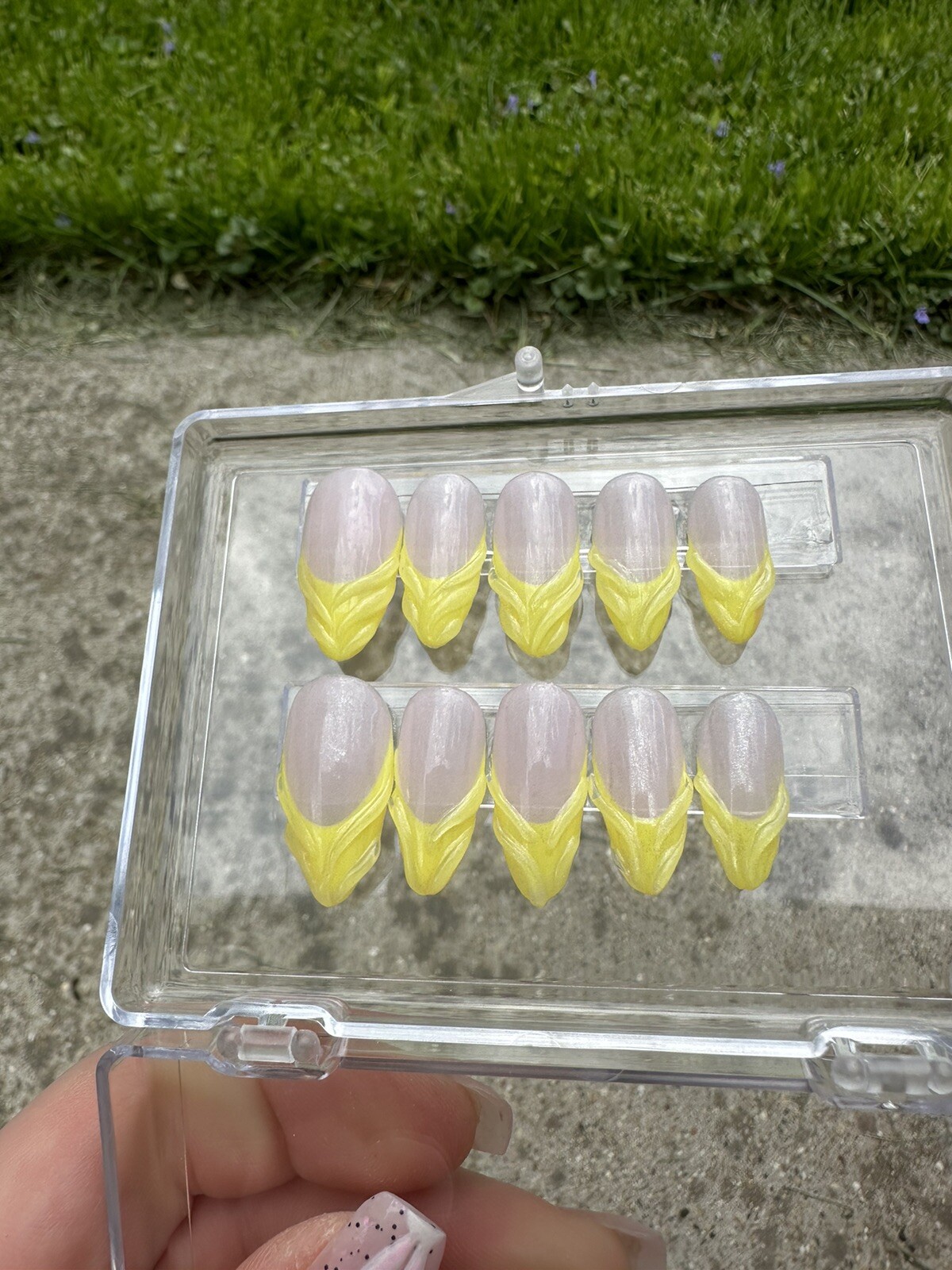 ✨ CUSTOM Luxury Gel Press On Nails, 3D French Aura Chrome