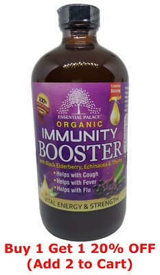 Organic Immunity Booster with Black Elderberry Good For Cough, Fever, Flu 16 OZ