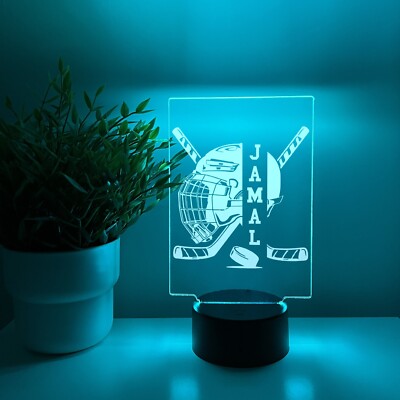 Personalized LED 16 Color Light Up Desk Lamp Stand Ice Field Hockey Athlete Gift