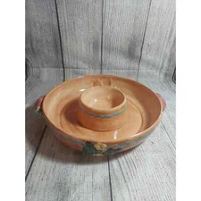 Vintage 1995 Loctus Chips And Dip Fiesta Collection Glazed Ceramic Serving Set
