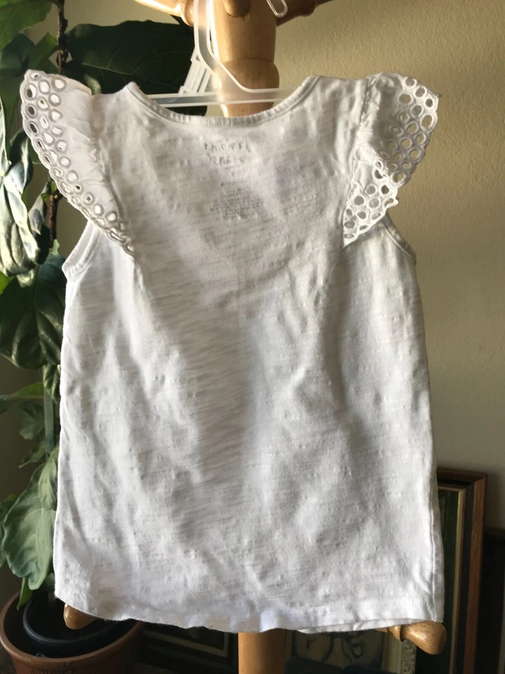 Jumping Beans Girls Size 6 White Eyelet Sleeves Summer Top/Shirt - Image 3 of 4