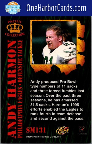 Pacific Invincible Philadelphia Eagles 1996 #SM131 Andy Harmon - Imagen 2 de 2