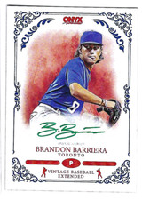 BRANDON BARRIERA 2022 ONYX VINTAGE BASEBALL EXTENDED ON CARD AUTO GREEN INK /50