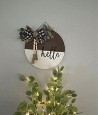 Wall Hanging Decor Sign Wooden Welcome Farmhouse Hello Wall Art Gift