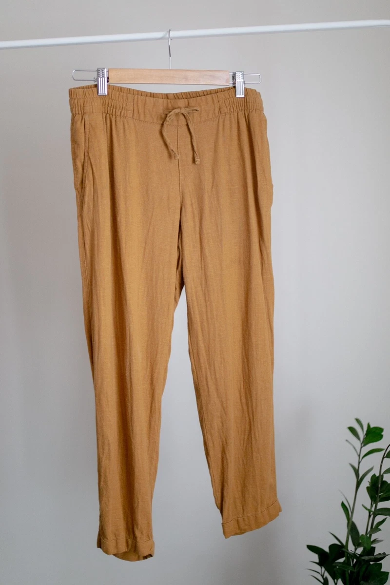 Old Navy Mustard Yellow Linen Blend Wide Leg Pants SZ S