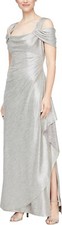Alex Evenings Women's Long Cold Shoulder Dress, Mother of The Bride, Formal Even
