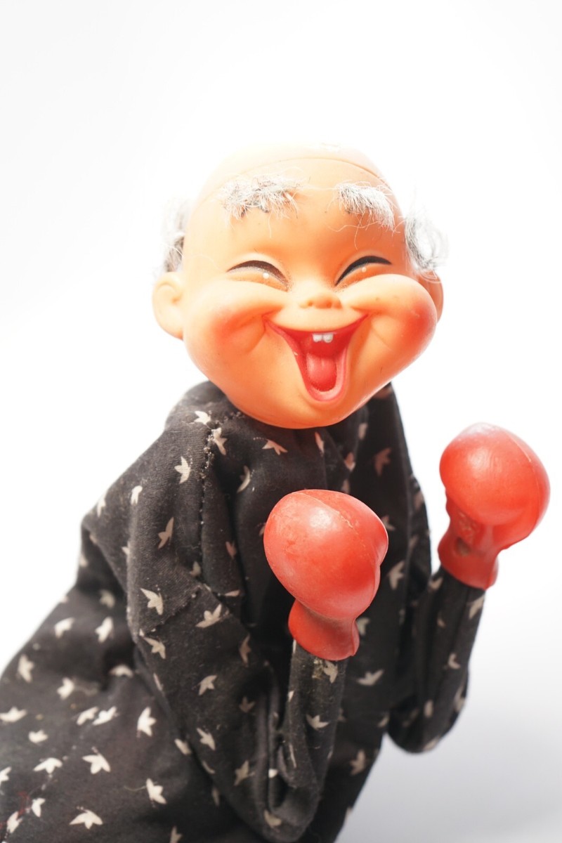 ☆REUGE☆ダンサーズ1778☆ダンス☆自動人形☆オルゴール☆ヴィンテージ Vintage Boxing Asian Laughing Man Punching Hand Puppet Toy 8.5