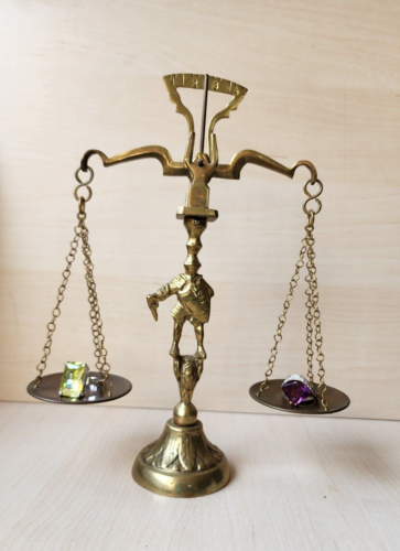 ⚖ Balances de justice vintage en laiton métal 9 pouces - Bijoux/affichage de cabinet d'avocats - Photo 1 sur 12