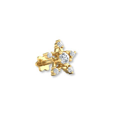 Diamond Star Stud Earring 14K Yellow Gold Women's  Girls Dainty Tiny Star Stud