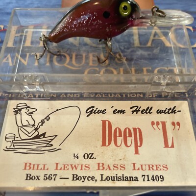 VINTAGE BILL LEWIS GO DEEP L DIVING CRANKBAIT. IN ORIGINAL CONTAINER AND INSRT