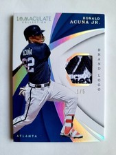 2018 PANINI IMMACULATE HOLO SILVER RONALD ACUNA JR. RC/PATCH! 1/5! 1/1! LOGO!
