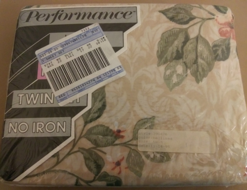 NWT Vtg Percale 3-Pc Twin Sheet Set Performance By Springs Bellisma Peach Floral - Picture 1 of 11