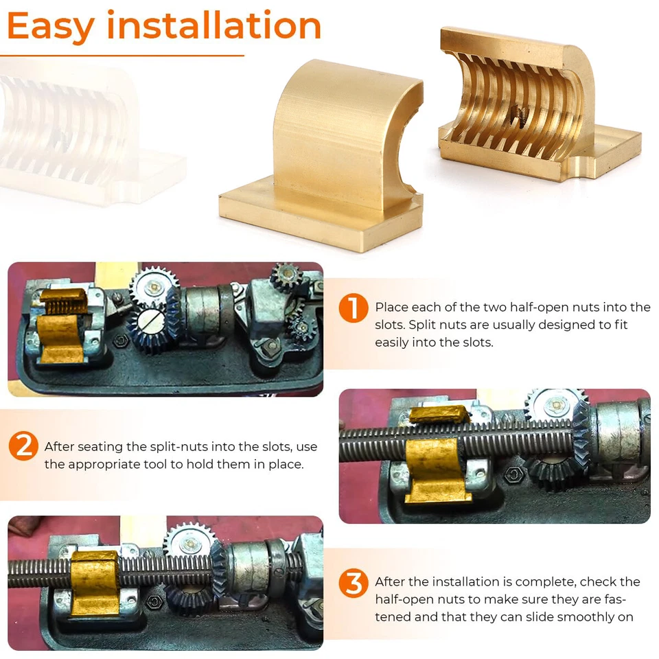 Para Atlas / Craftsman 10F-12 10" y 12" Torno Media Tuerca / Tuerca Dividida Latón 2 piezas/juego Foto 4 de 4