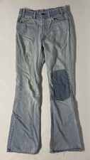 Vintage 1970s Big E Levi s Orange Tab 31x32 Faded Jeans Distressed Patches Talon