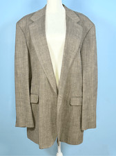 Vintage 80s 90s Haggar Imperial Brown Wool Herringbone Tweed Sport Coat 46L