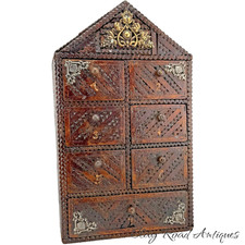 Antique Tramp art Spice Cabinet Collectors Bo...