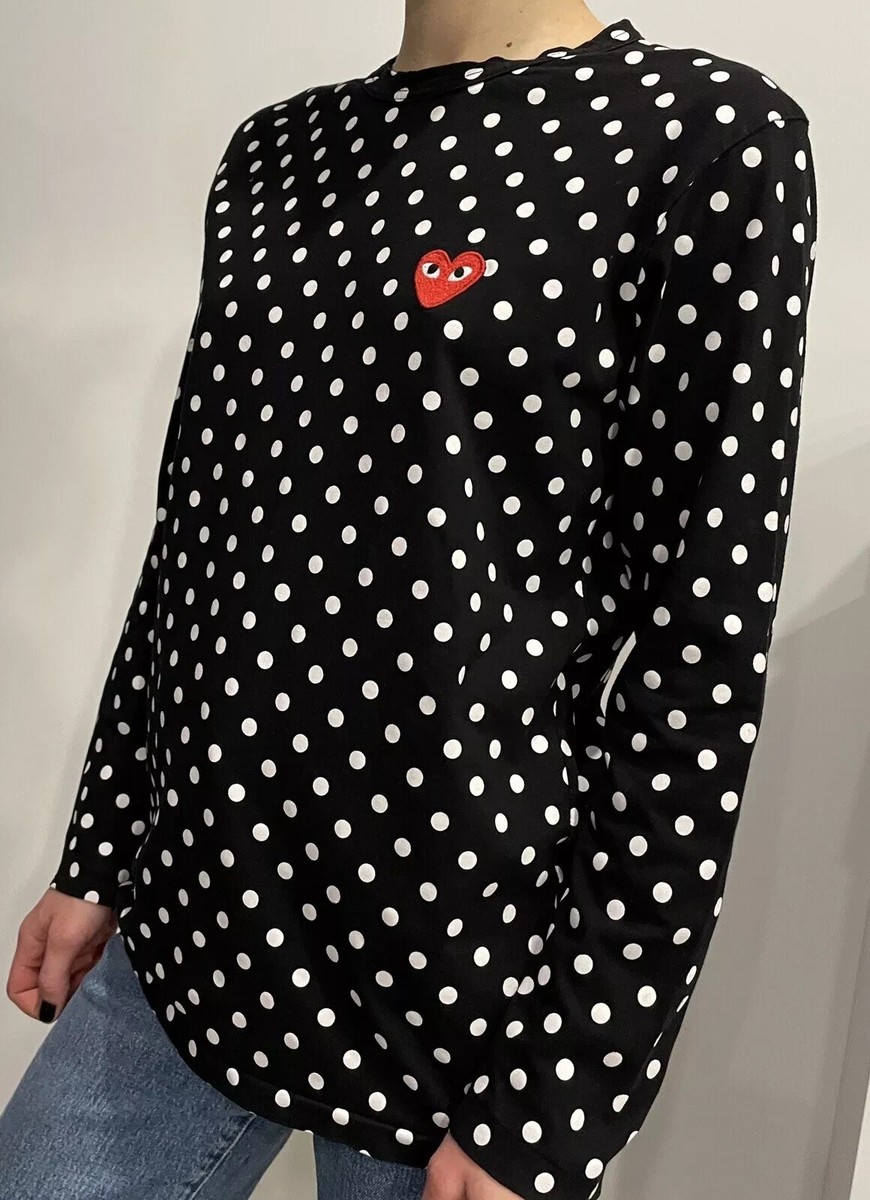 Comme Des Garçons Black Polka Dot Long Sleeve Top Shirt Womens | eBay