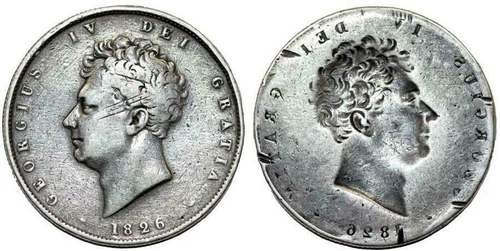 Very rare 1826 Brockage mirror image ERROR half crown Great Britain NGC graded