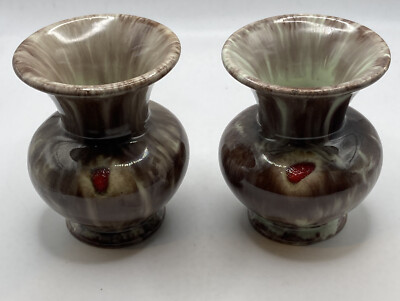 West Germany Jasba Studiokeramik Tropfglasur kleine Vase Paar