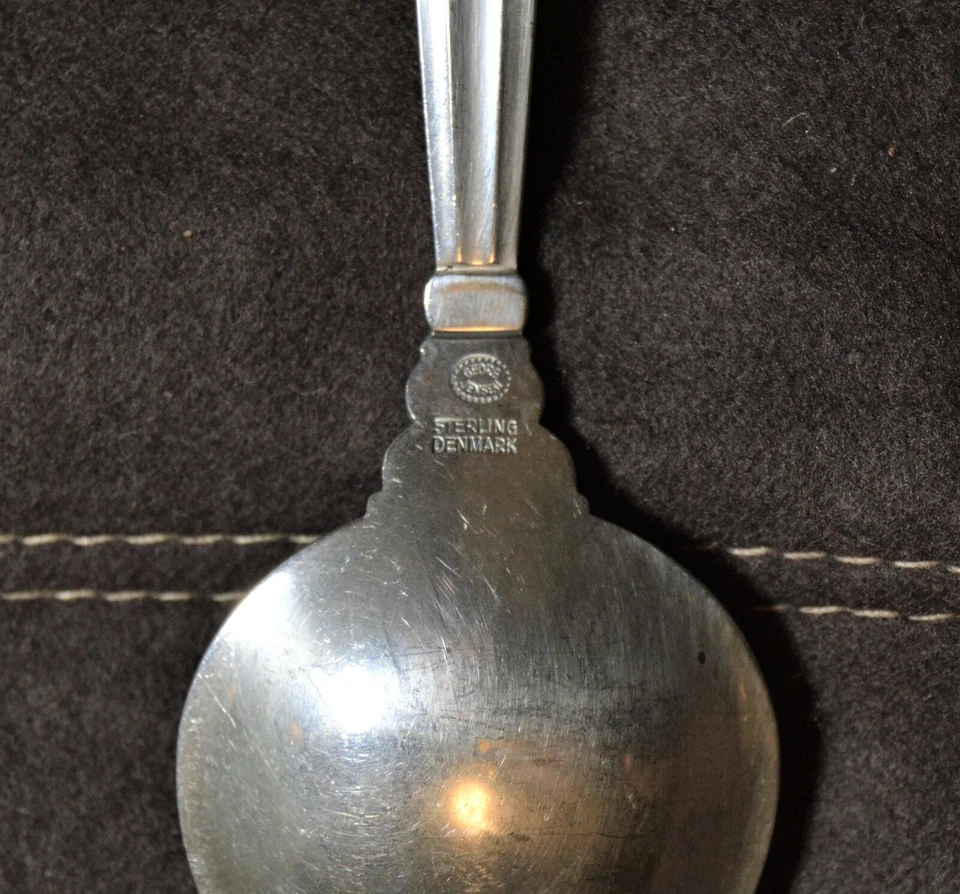 Georg Jensen Cuchara Fruta Plata Esterlina Patrón Bellota (Moderna Mediados de Siglo) Foto 3 de 4