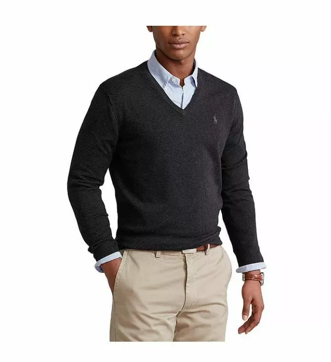 Polo v neck sweater mens cheap