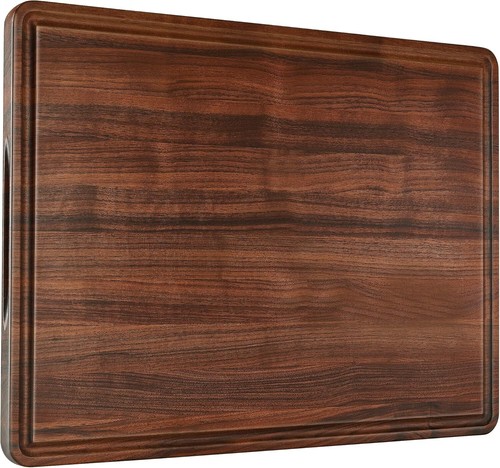 Large 24"x18" Reversible Walnut Butcher Block with Juice Groove & Non-Slip Mats - Picture 3 of 11