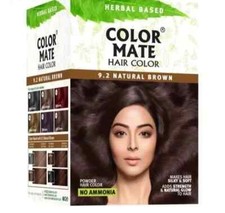 Color Mate Herbal-Based Hair Color Natural Brown 9.2  10 Sachets