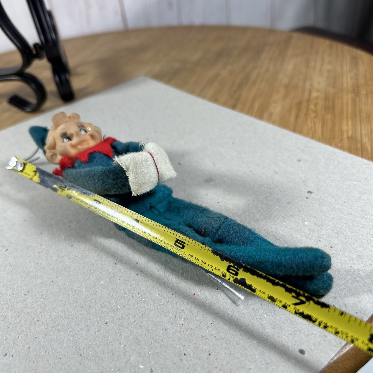 Vintage Rubber Face Felt Pixie Greenish Blue Christmas Elf Vintage Rubber Face Felt Pixie Greenish Blue Christmas Elf