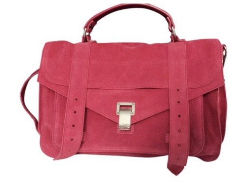 NWT$1780 Proenza Schouler PS1 Raspberry Suede Crossbody Bag Purse 100% Authentic