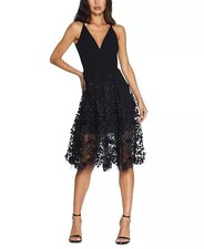 NWT Dress The Population Darlene Deep-V Floral Appliqués Dress M MSRP $278