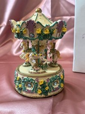 Musical Carousel Horses Never Displayed original Box Plays Green Sleeves Vintage