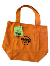 Trader Joe  s Trick Or Treat Mini Tote Bag ORANGE Limited Edition Halloween 