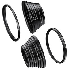 K F 18 Pcs Filter Ring Adapter Set Camera Lens Filter Metal Stepping Rings Kit