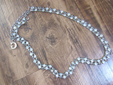 Vintage Guess Silver Tone Rhinestone Stud Bling Metal Chain Link Belt Y2K RARE