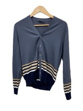 PRADA Cardigan(Thin) 44 Wool GRY Striped AMAS 2019 332 UMC103 S192 1