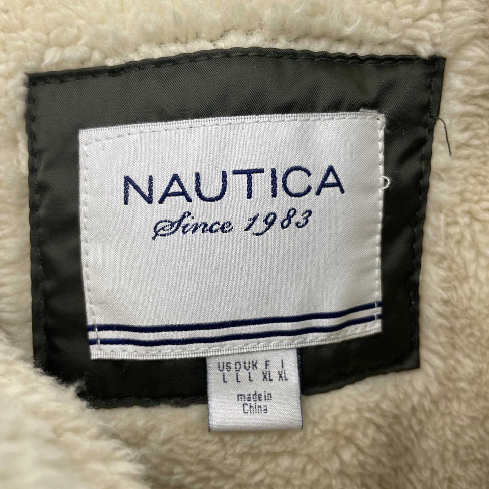 Chaqueta acolchada para mujer Nautica talla L verde cremallera completa detalles de vellón, bolsillos Foto 4 de 4